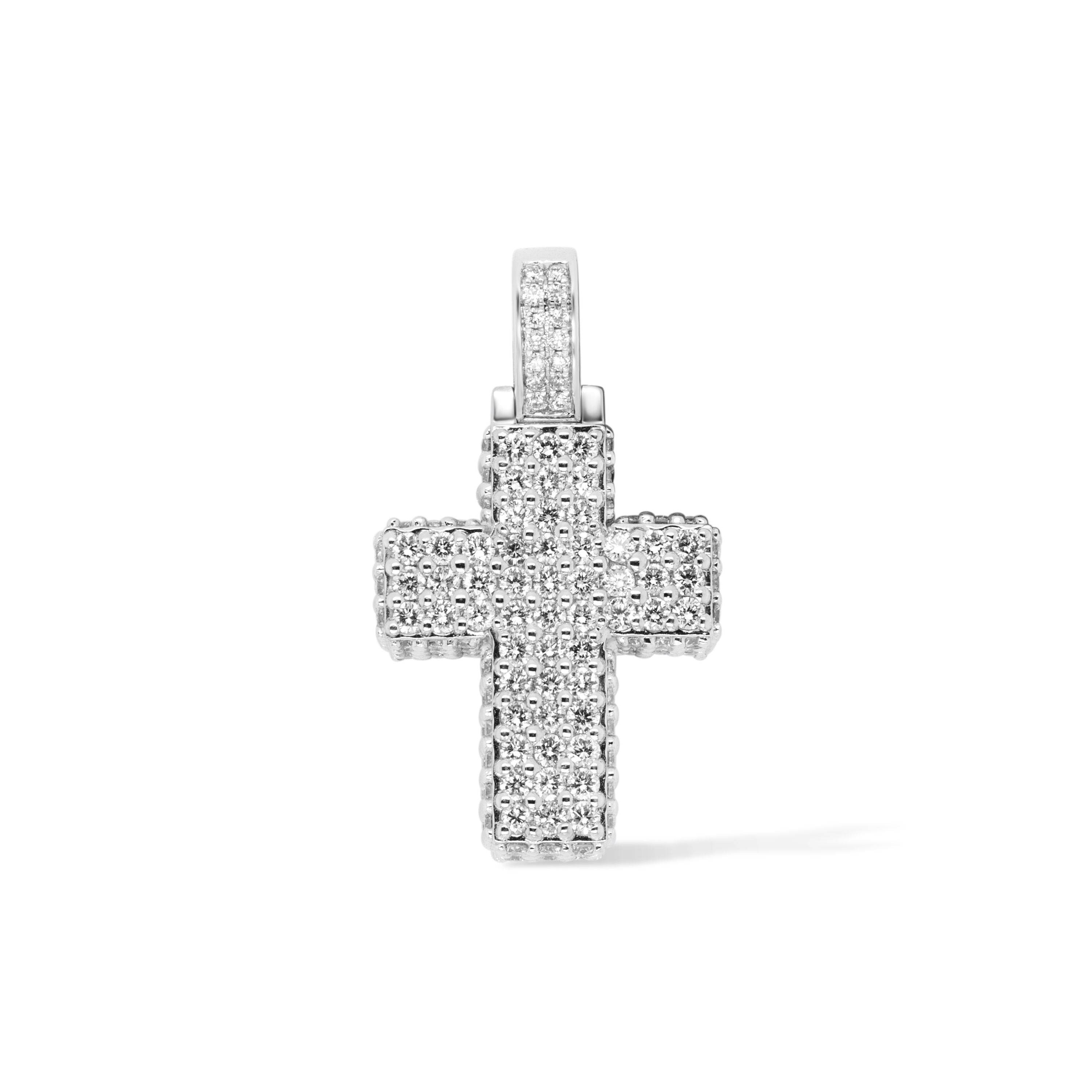 Diamond Cross Pendant 1.97 ct. 10K White Gold